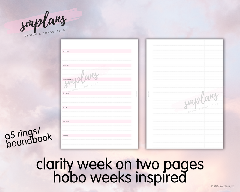 Clarity Week on 2 Pages Hobo Weeks Inspired