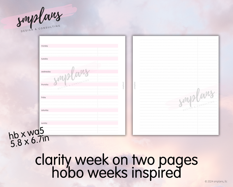 Clarity Week on 2 Pages Hobo Weeks Inspired