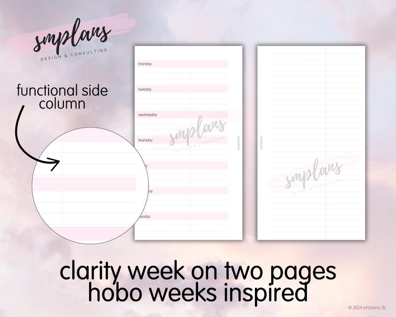 Clarity Week on 2 Pages Hobo Weeks Inspired