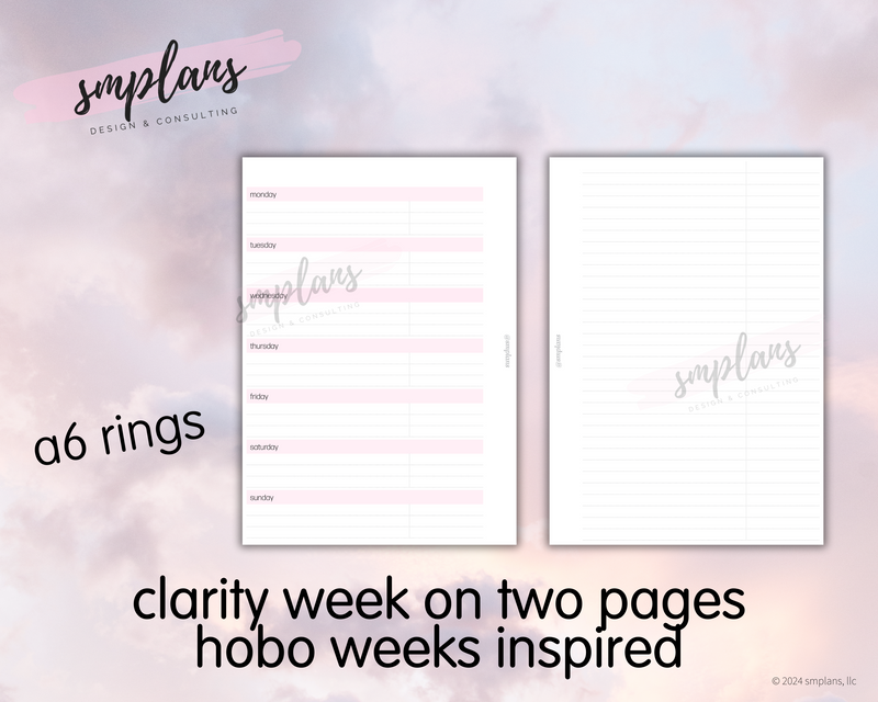 Clarity Week on 2 Pages Hobo Weeks Inspired