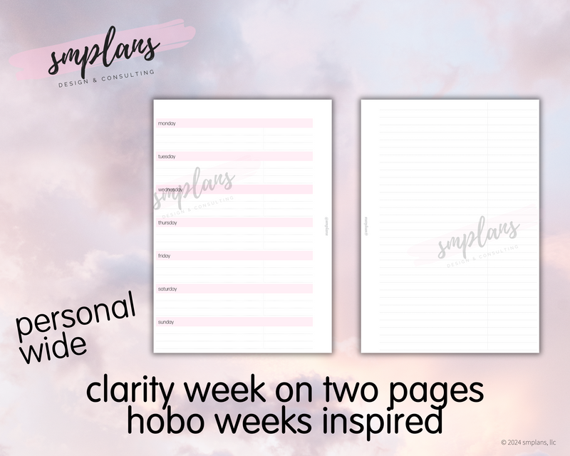 Clarity Week on 2 Pages Hobo Weeks Inspired
