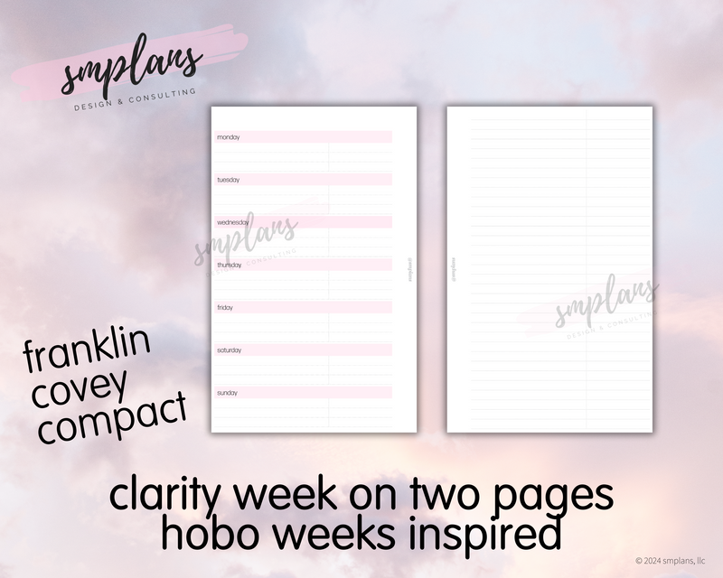 Clarity Week on 2 Pages Hobo Weeks Inspired