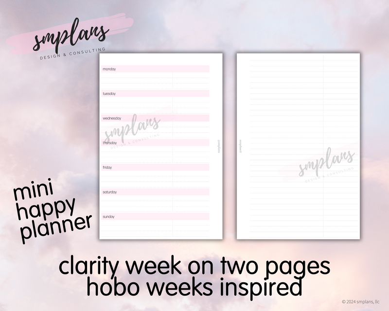 Clarity Week on 2 Pages Hobo Weeks Inspired