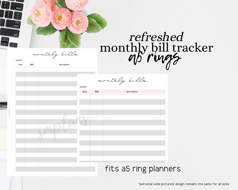 Monthly Bill Tracker (Finance Planner) BUDGET Planner