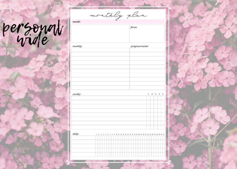 Monthly Plan - Monthly Goals - Monthly Overview