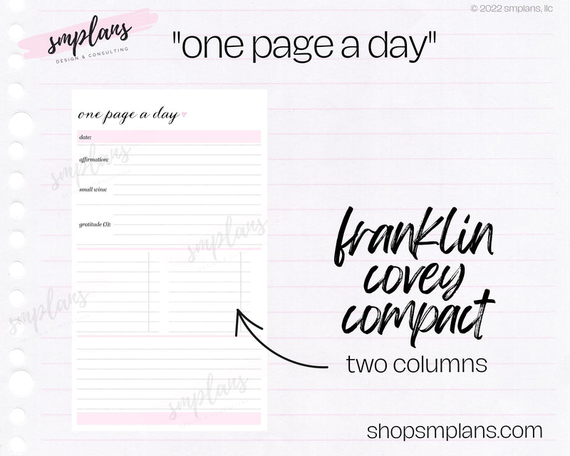 "One Page a Day" - Self-Care | Wellness | Journal
