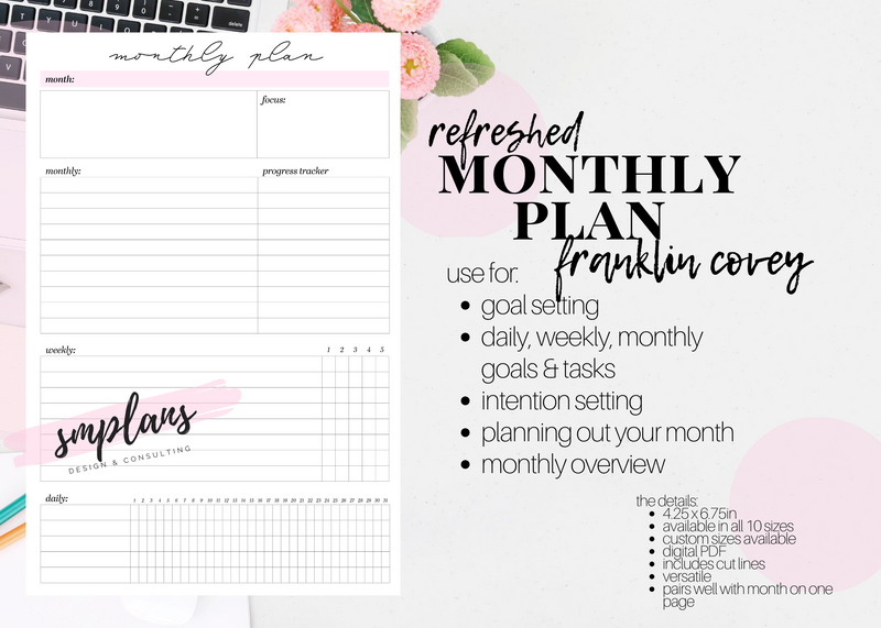 Monthly Plan - Monthly Goals - Monthly Overview