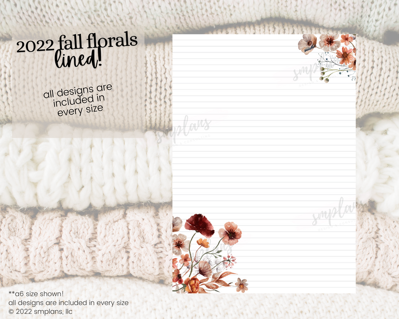 Fall Floral Notes - LINED (2022)