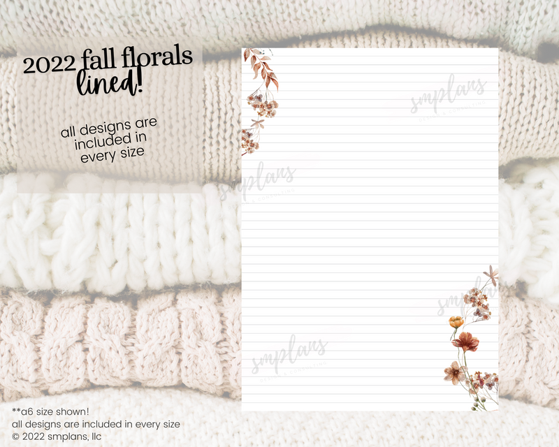 Fall Floral Notes - LINED (2022)