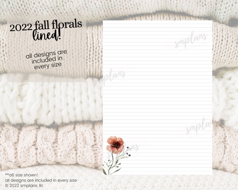 Fall Floral Notes - LINED (2022)
