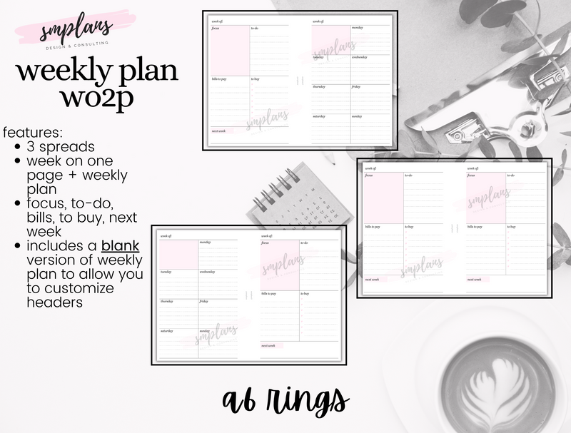 Weekly Plan Week on Two Pages (WO2P) - Weekly Overview