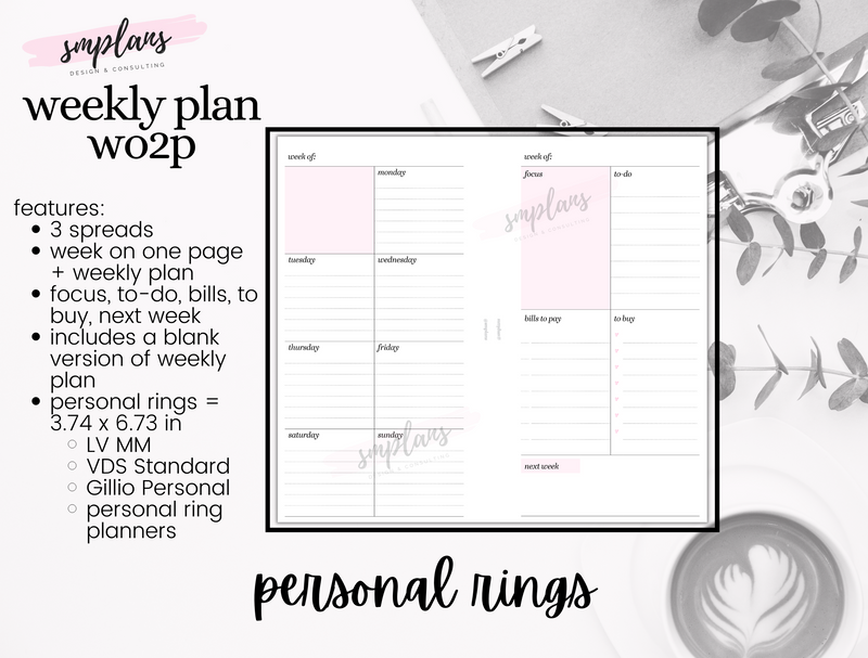 Weekly Plan Week on Two Pages (WO2P) - Weekly Overview