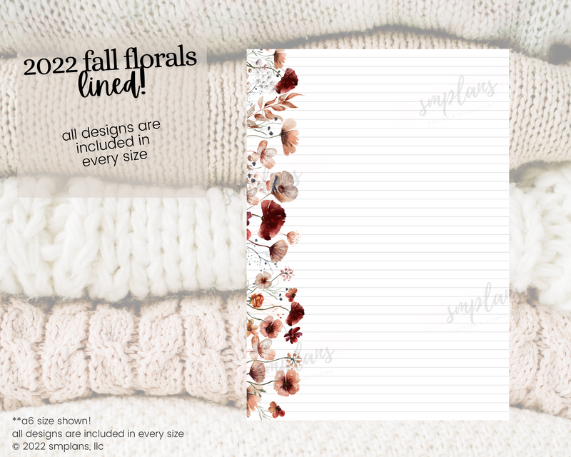 Fall Floral Notes - LINED (2022)