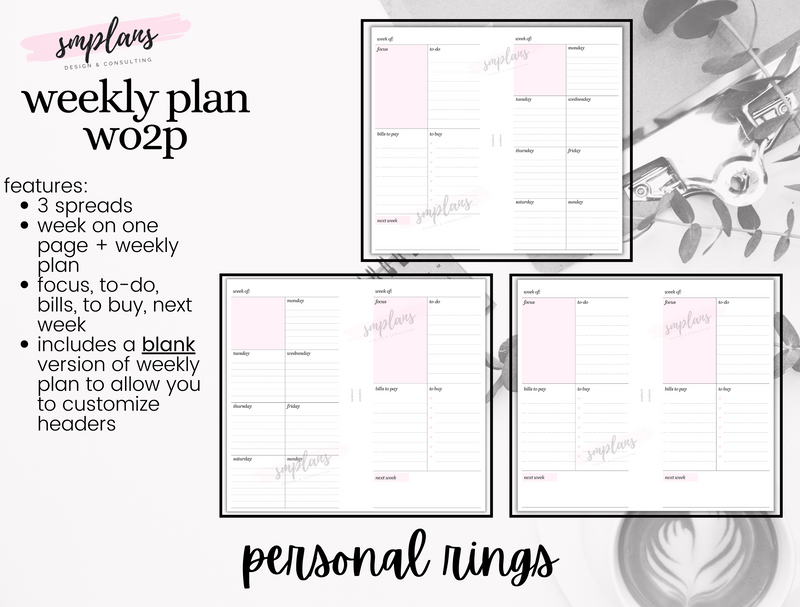 Weekly Plan Week on Two Pages (WO2P) - Weekly Overview