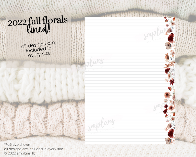 Fall Floral Notes - LINED (2022)