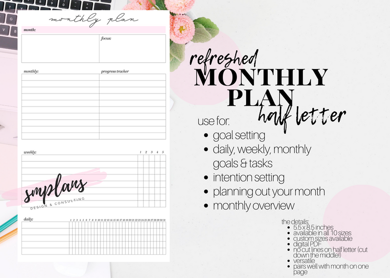 Monthly Plan - Monthly Goals - Monthly Overview