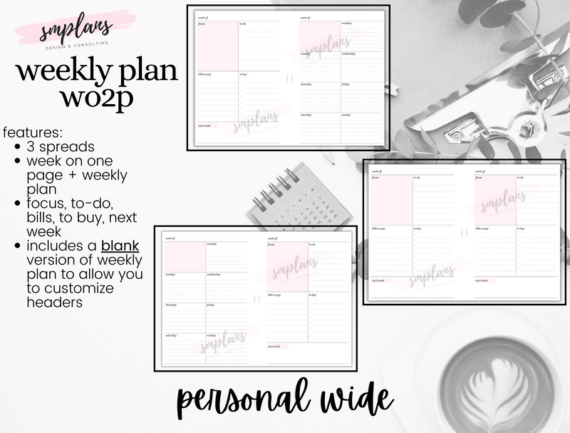Weekly Plan Week on Two Pages (WO2P) - Weekly Overview