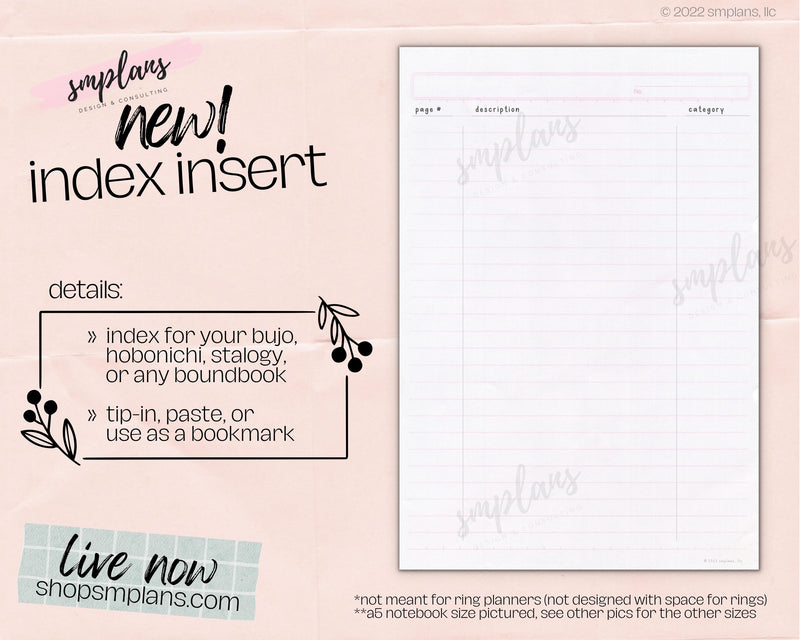 Index Insert for Bound Planners/Notebooks