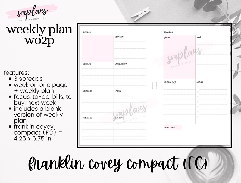 Weekly Plan Week on Two Pages (WO2P) - Weekly Overview
