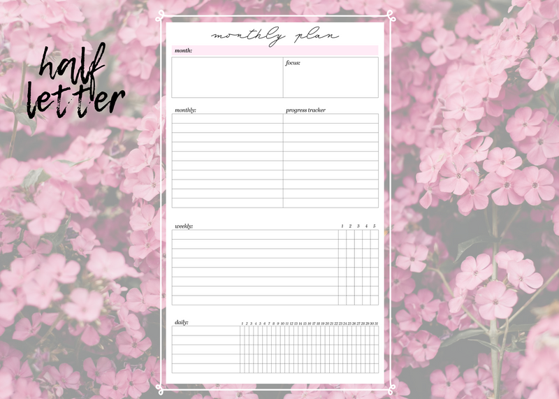 Monthly Plan - Monthly Goals - Monthly Overview