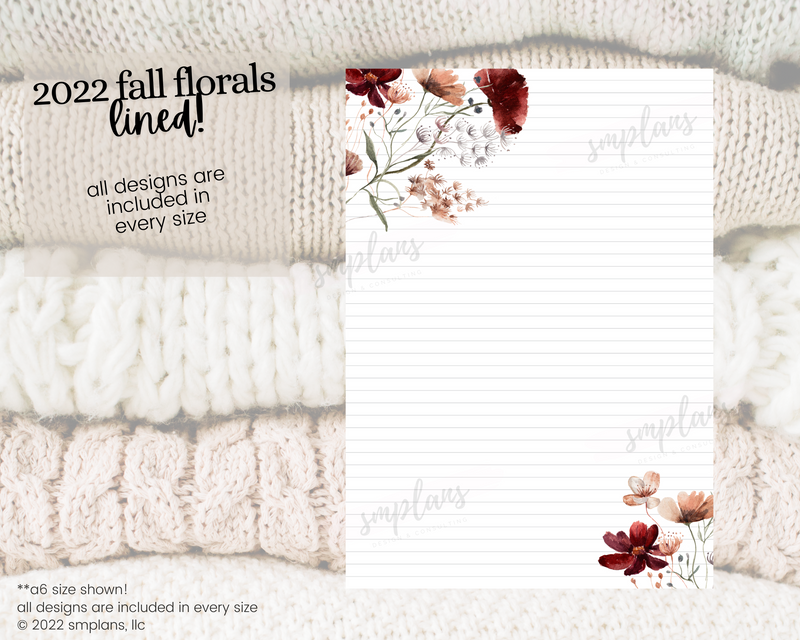 Fall Floral Notes - LINED (2022)
