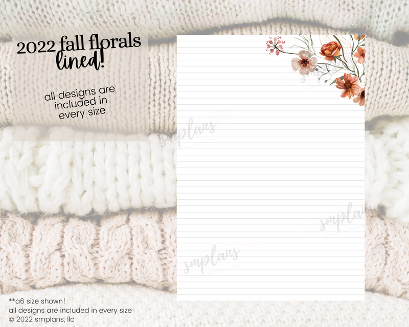 Fall Floral Notes - LINED (2022)