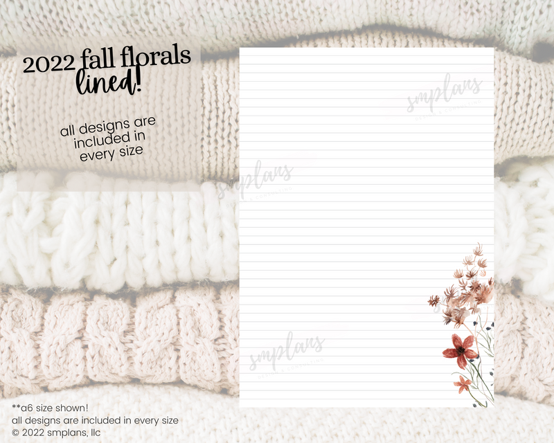 Fall Floral Notes - LINED (2022)