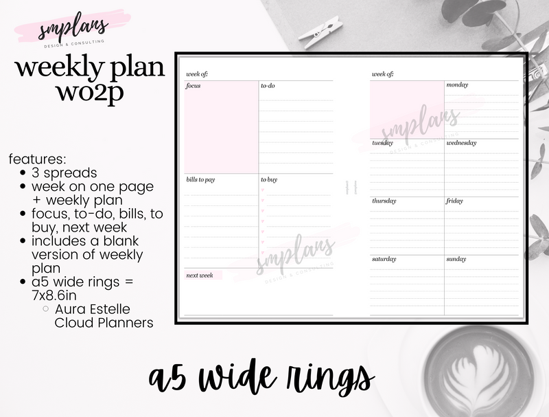 Weekly Plan Week on Two Pages (WO2P) - Weekly Overview