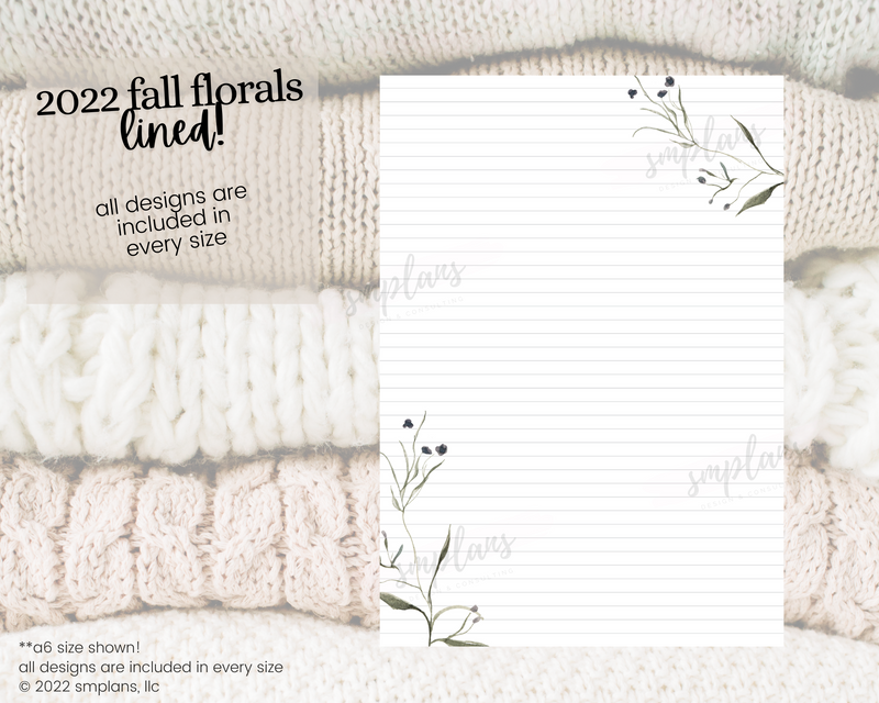Fall Floral Notes - LINED (2022)