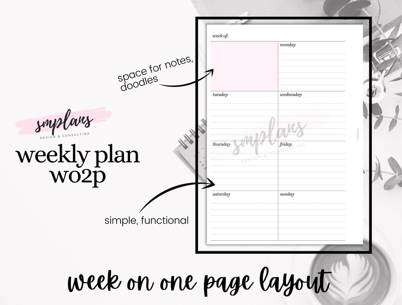 Weekly Plan Week on Two Pages (WO2P) - Weekly Overview