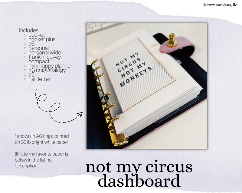 Not My Circus | Dashboard + Planner Card