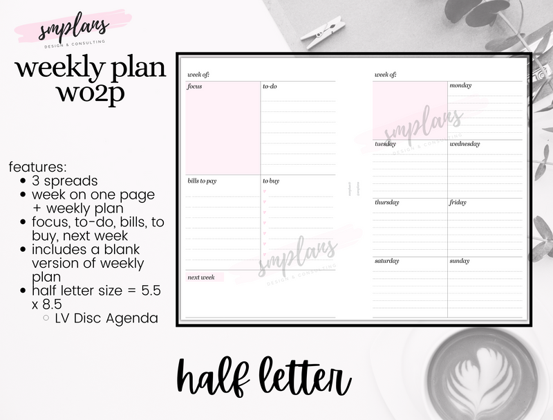 Weekly Plan Week on Two Pages (WO2P) - Weekly Overview