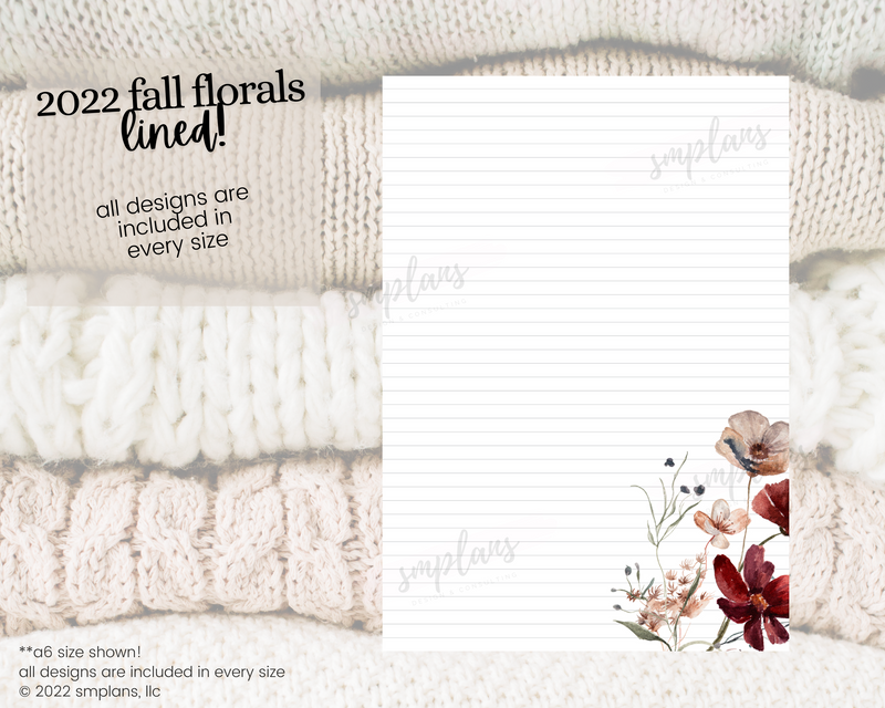 Fall Floral Notes - LINED (2022)