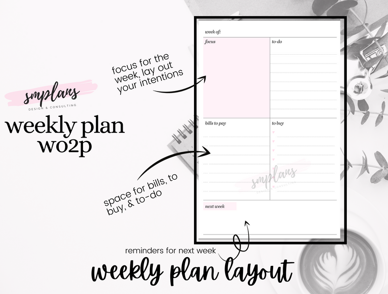 Weekly Plan Week on Two Pages (WO2P) - Weekly Overview