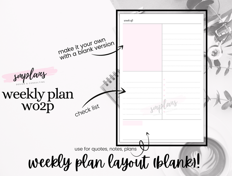 Weekly Plan Week on Two Pages (WO2P) - Weekly Overview