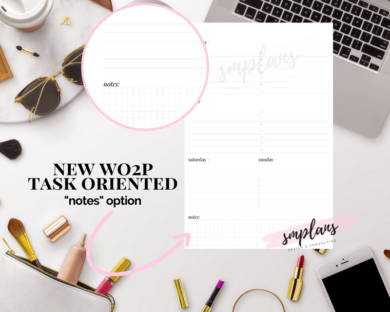 Task Oriented "Notes Option" Week on 2 Pages (WO2P)