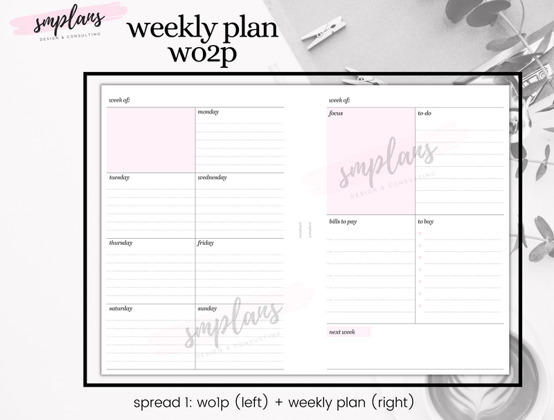 Weekly Plan Week on Two Pages (WO2P) - Weekly Overview