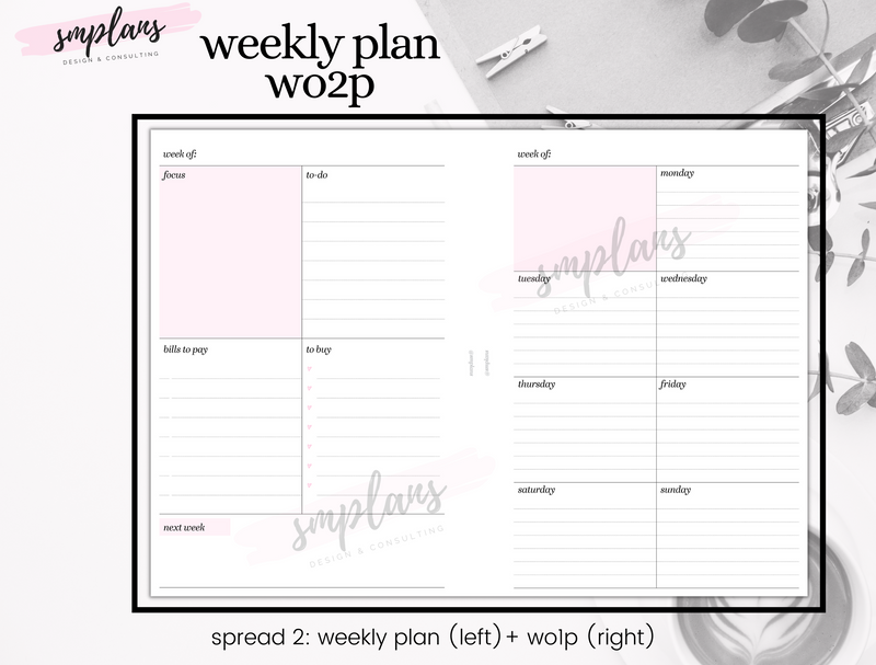 Weekly Plan Week on Two Pages (WO2P) - Weekly Overview