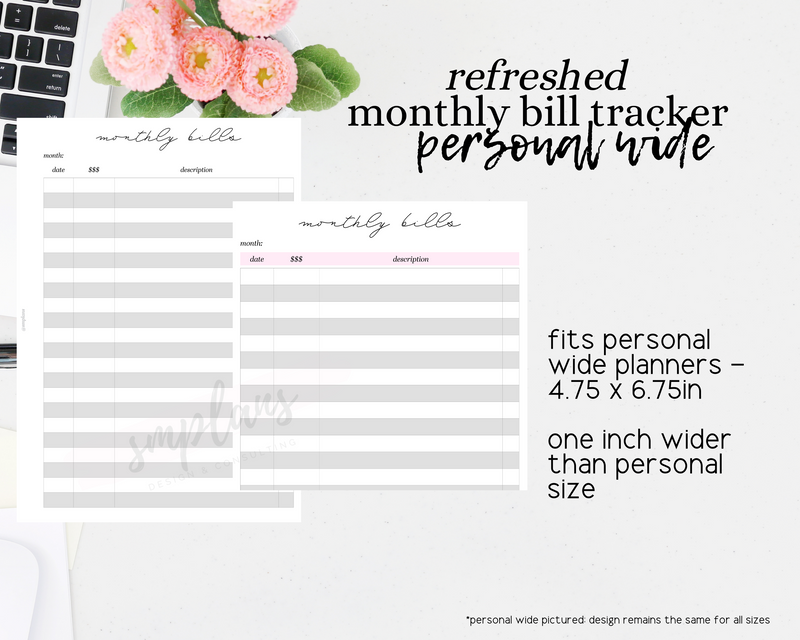 Monthly Bill Tracker (Finance Planner) BUDGET Planner