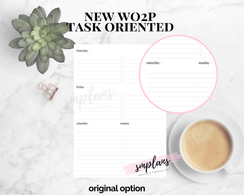 Task Oriented "Original Version" Week on 2 Pages (WO2P)