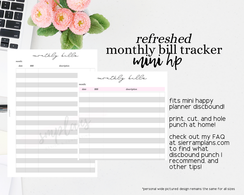 Monthly Bill Tracker (Finance Planner) BUDGET Planner