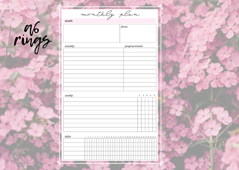Monthly Plan - Monthly Goals - Monthly Overview