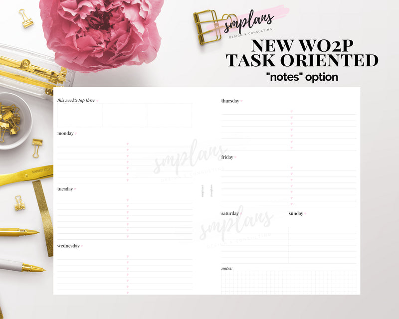 Task Oriented "Notes Option" Week on 2 Pages (WO2P)