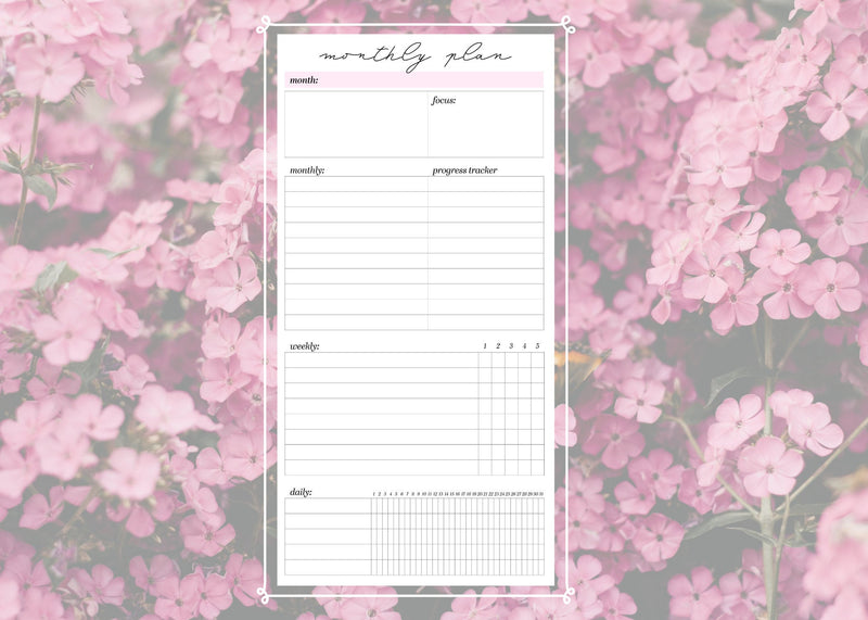 Monthly Plan - Monthly Goals - Monthly Overview