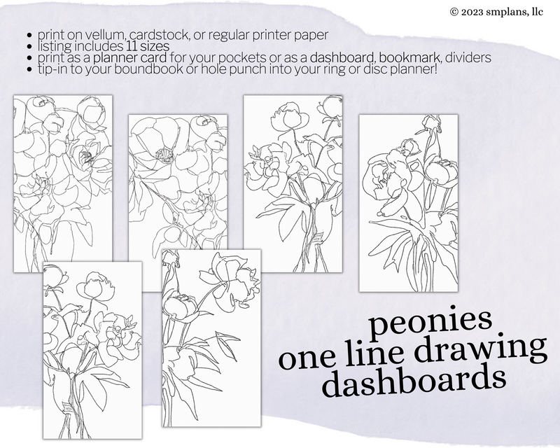 Peonies - One Line Drawing - Dashboards (2023)