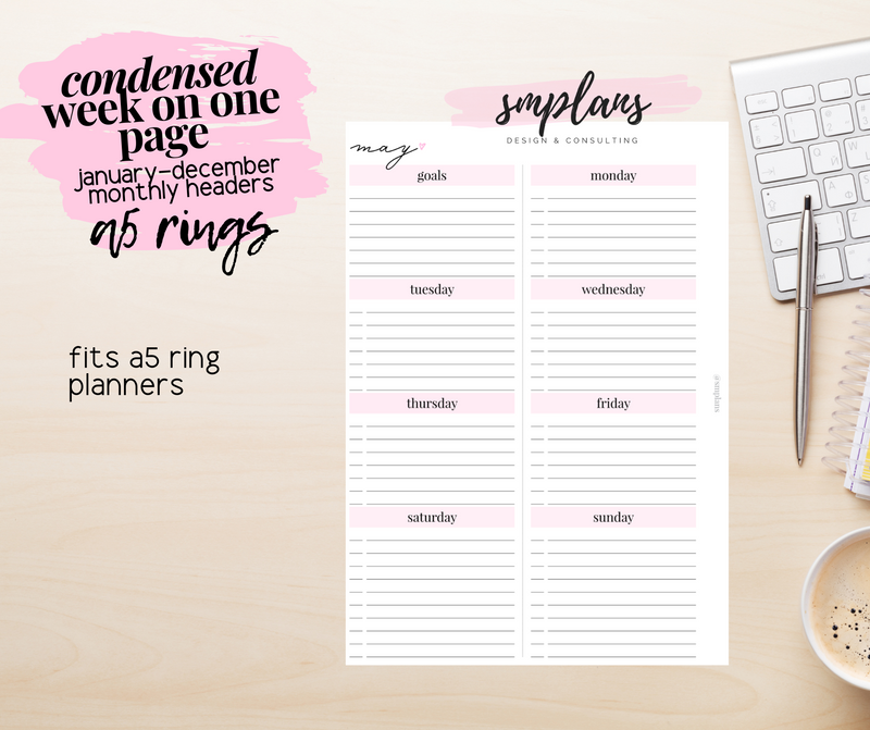 Condensed Week on One Page (WO1P)