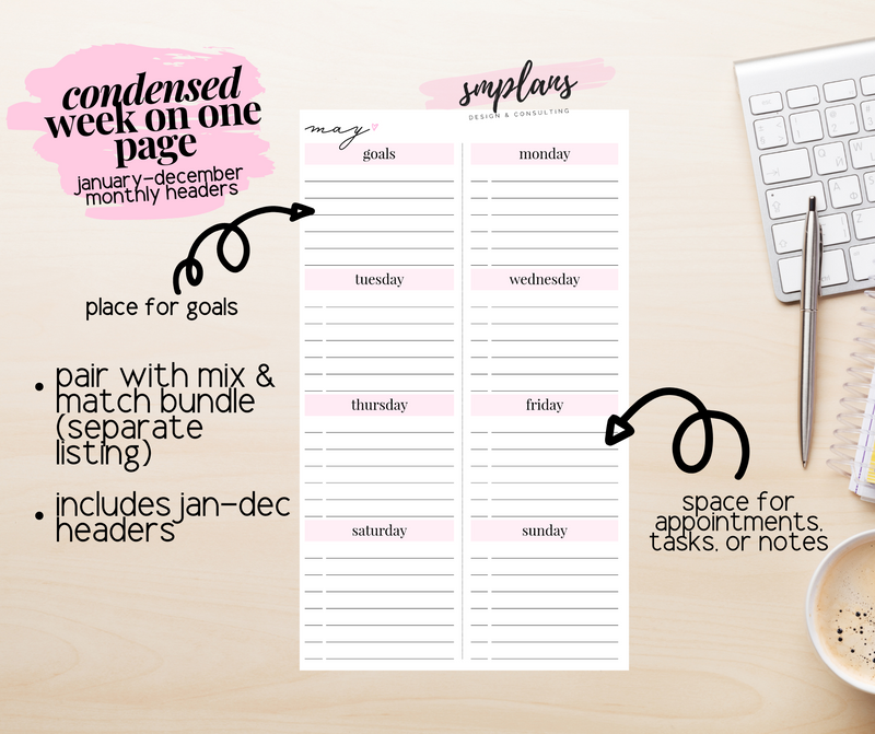 Condensed Week on One Page (WO1P)