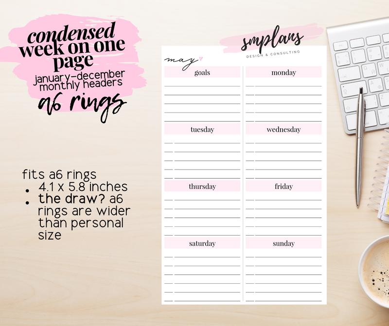 Condensed Week on One Page (WO1P)