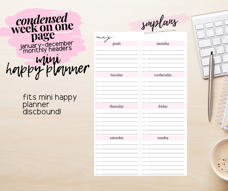 Condensed Week on One Page (WO1P)