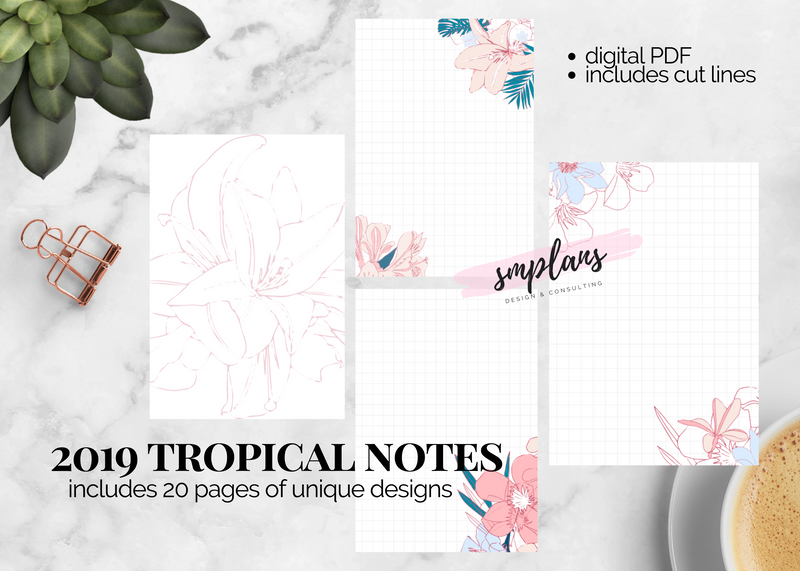 Tropical Watercolor Floral Notes - 2019